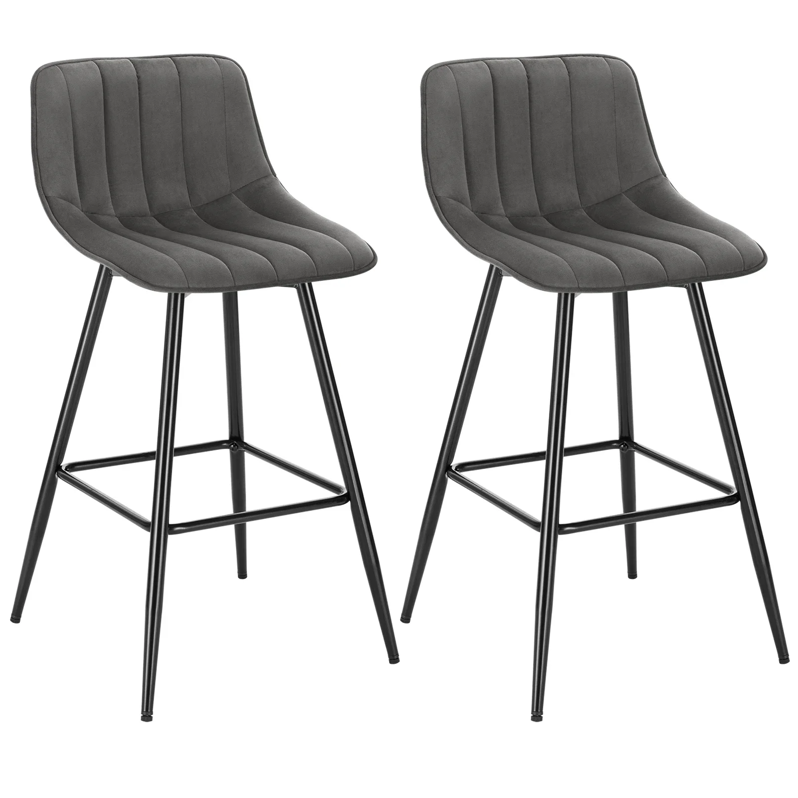 2PCs/set Bar Chairs Velvet Bar Stools Household High counter Stools with backrest Footrest Soft Seat Metal Feet Home Furniture