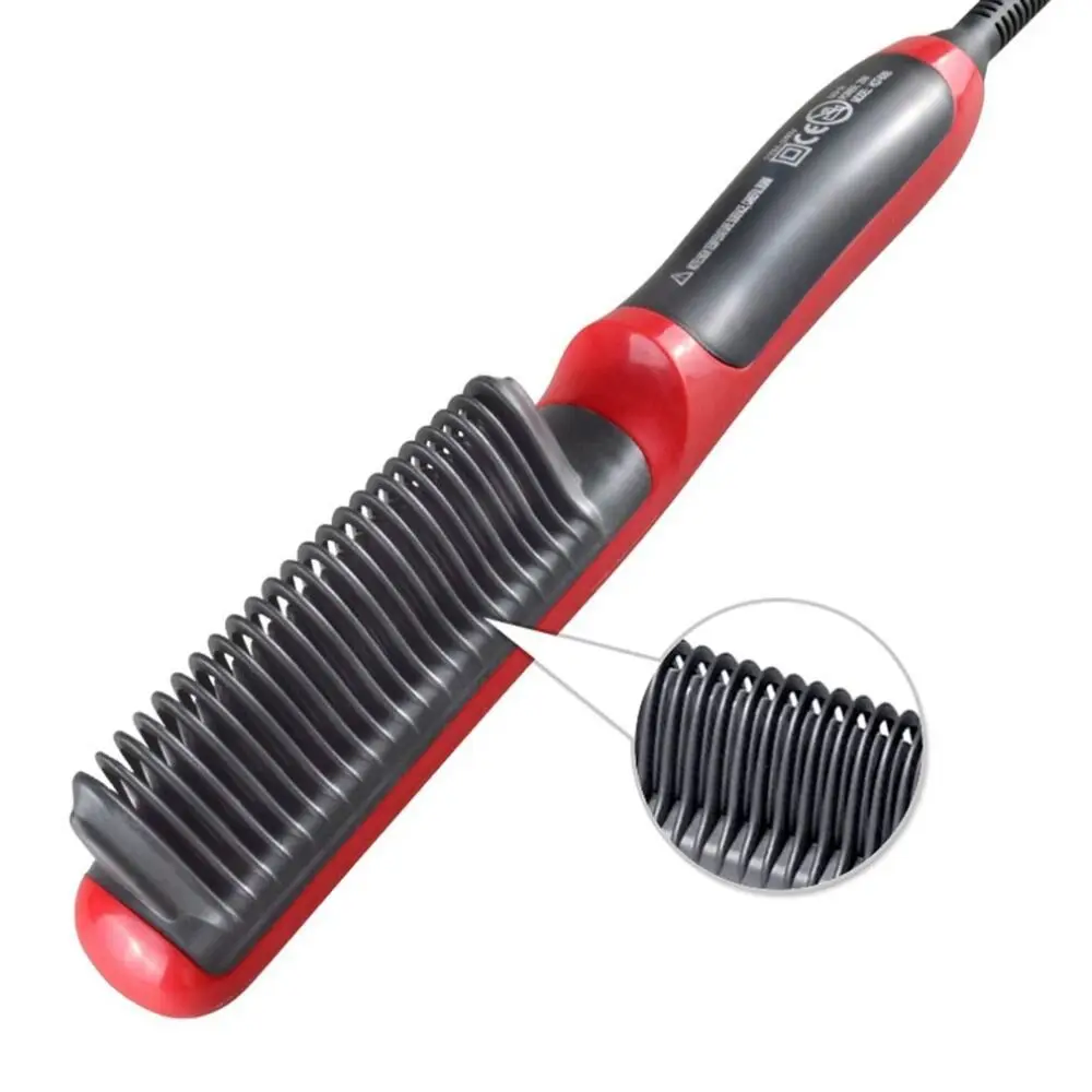 Hair Straightener Curler Straight  Beard Comb PTC Heating Dual-use No Damage Ceramic Electric  Brushes dressing Tool