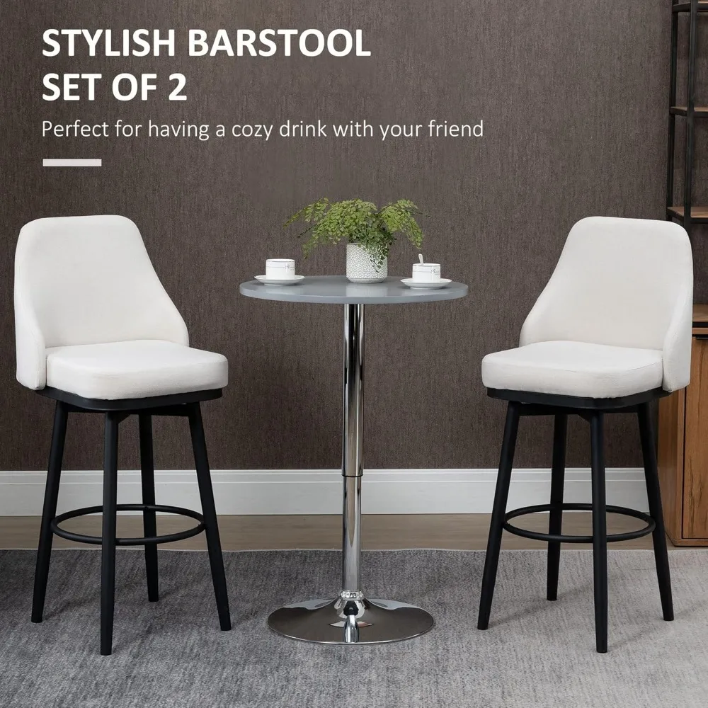 Bar Height Bar Stools Set of 2, Modern 360° Swivel Barstools, 29.5 Inch Seat Height Upholstered Kitchen Chairs with