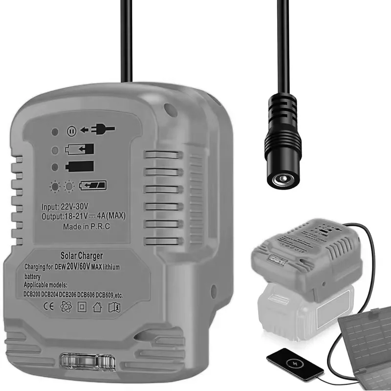 

Адаптер для солнечной зарядки аккумуляторов Dewalt 18/V20V DC 18V/20V 4A Портативное зарядное устройство для работы на открытом воздухе и кемпинга DCB180