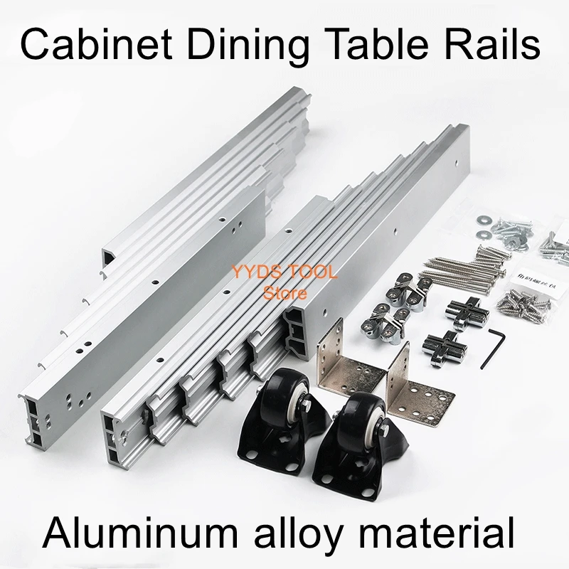 Multifunctional แบน Push Telescopic Pull-Out รับประทานอาหารตาราง Track ซ่อนตู้ฮาร์ดแวร์ที่มองไม่เห็นพับตาราง Rail