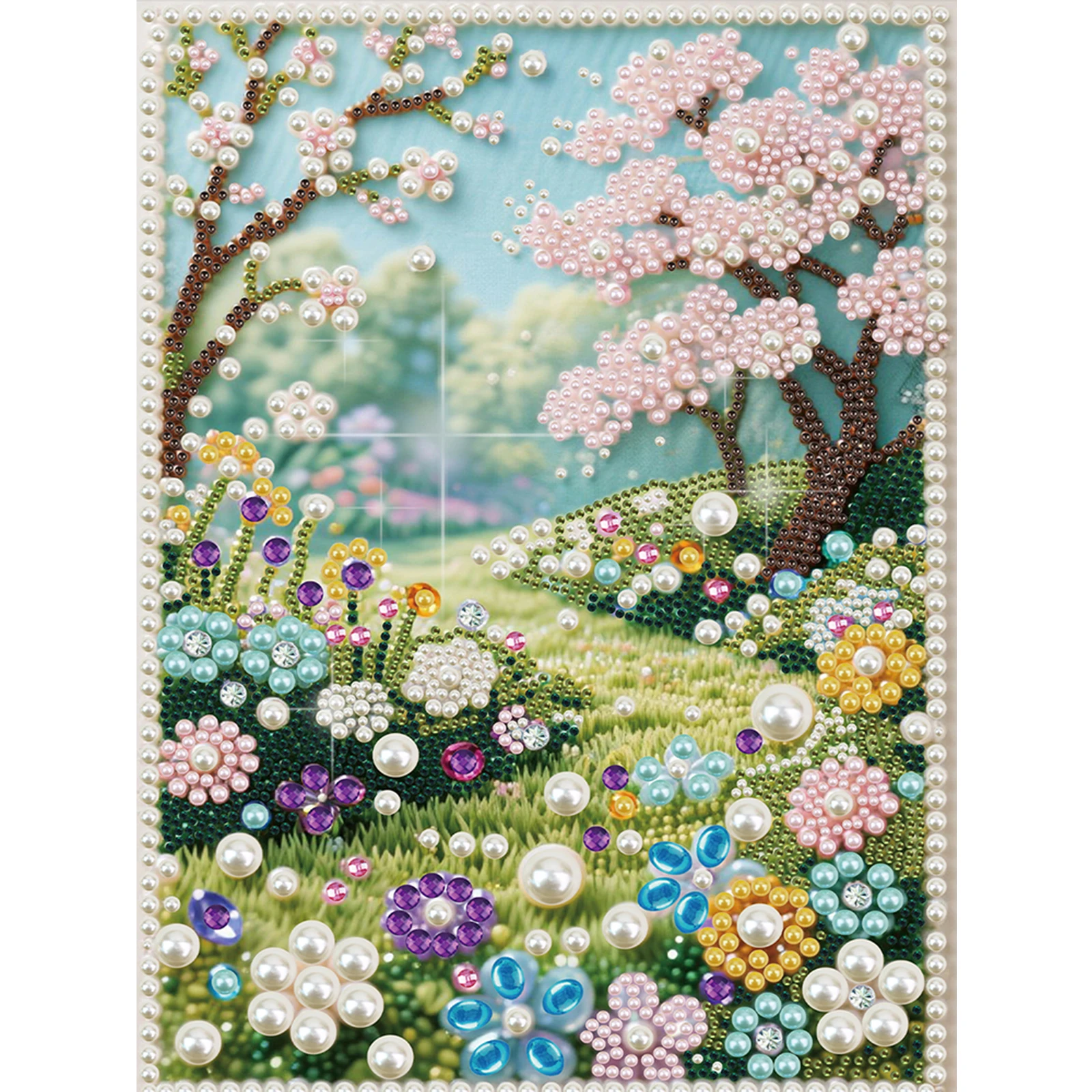 Country Roads in Spring A Special Shaped 5D DIY Partial Drill Pearl Diamond Painting Kit for Adults Beginners Home Decor 30x40cm