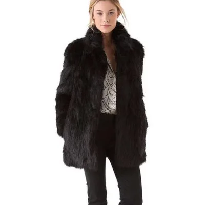 2025 European and American new products imitation fur jacket women's clothing stand-up collar solid color commuter leisure Amazo