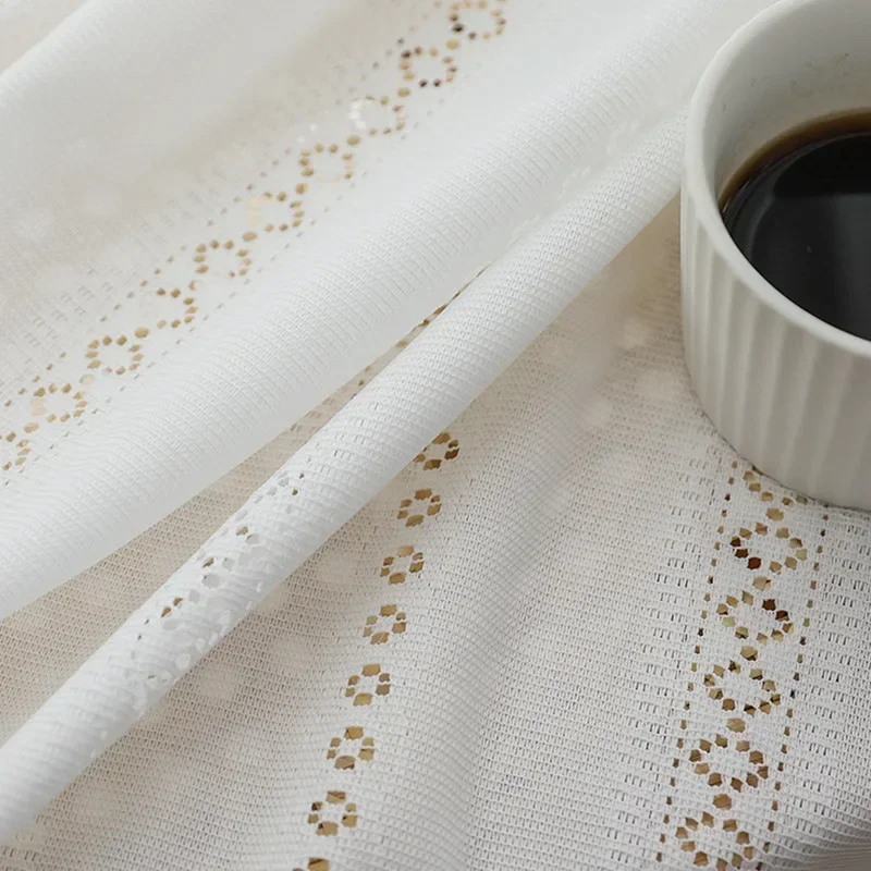 

Hollow Lace Tulle New Japanese-style Curtainsfor Living Dining Room Bedroom Fine-knitted Tulle White Tulle Window Soft Blackout
