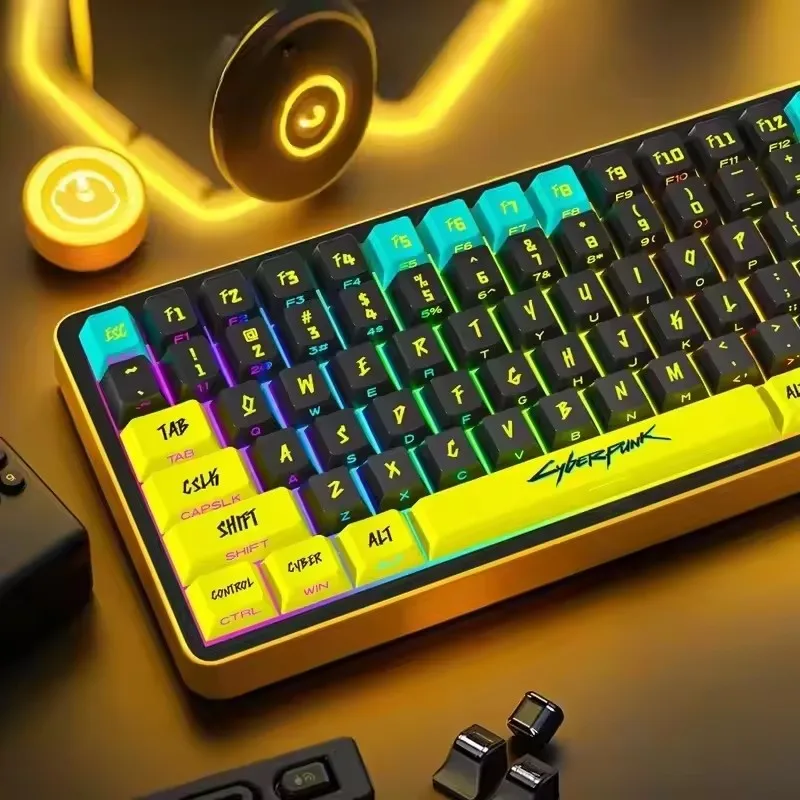 129キー サイバーパンク キーキャップ チェリープロファイル サイド刻印 半透明キーキャップ PBT カスタム改造 Wooting対応 キーキャップ