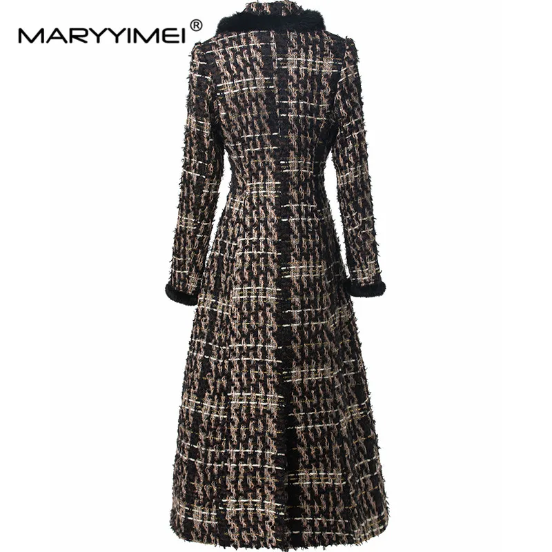 MARYYIMEI Fashion Designer Autumn and Winter Women's Coat Turn-Down Collar Long sleeved Double Breasted Overcoat