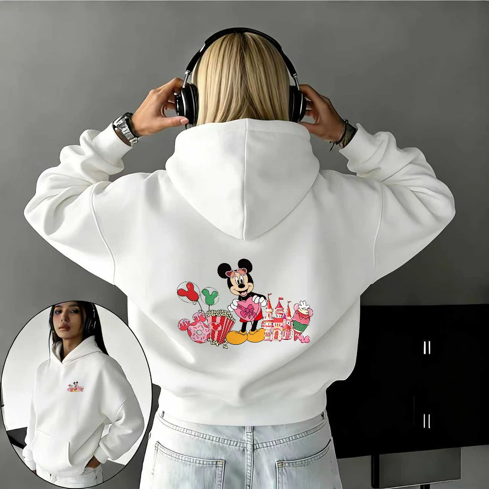 

Осень и зима Disney с изображением пары Микки и Минни, толстовка из 100% чистого хлопка с принтом для мужчин и женщин, теплый топ на открытом воздухе