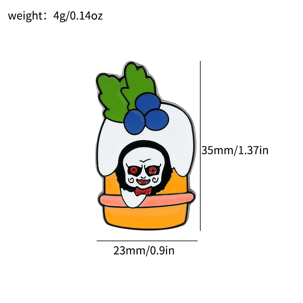 Funny Anime Enamel Pin Horror Figure Joker Food Metal Badge Brooch Clothing Backpack Lapel Pin Halloween Jewelry Accessories