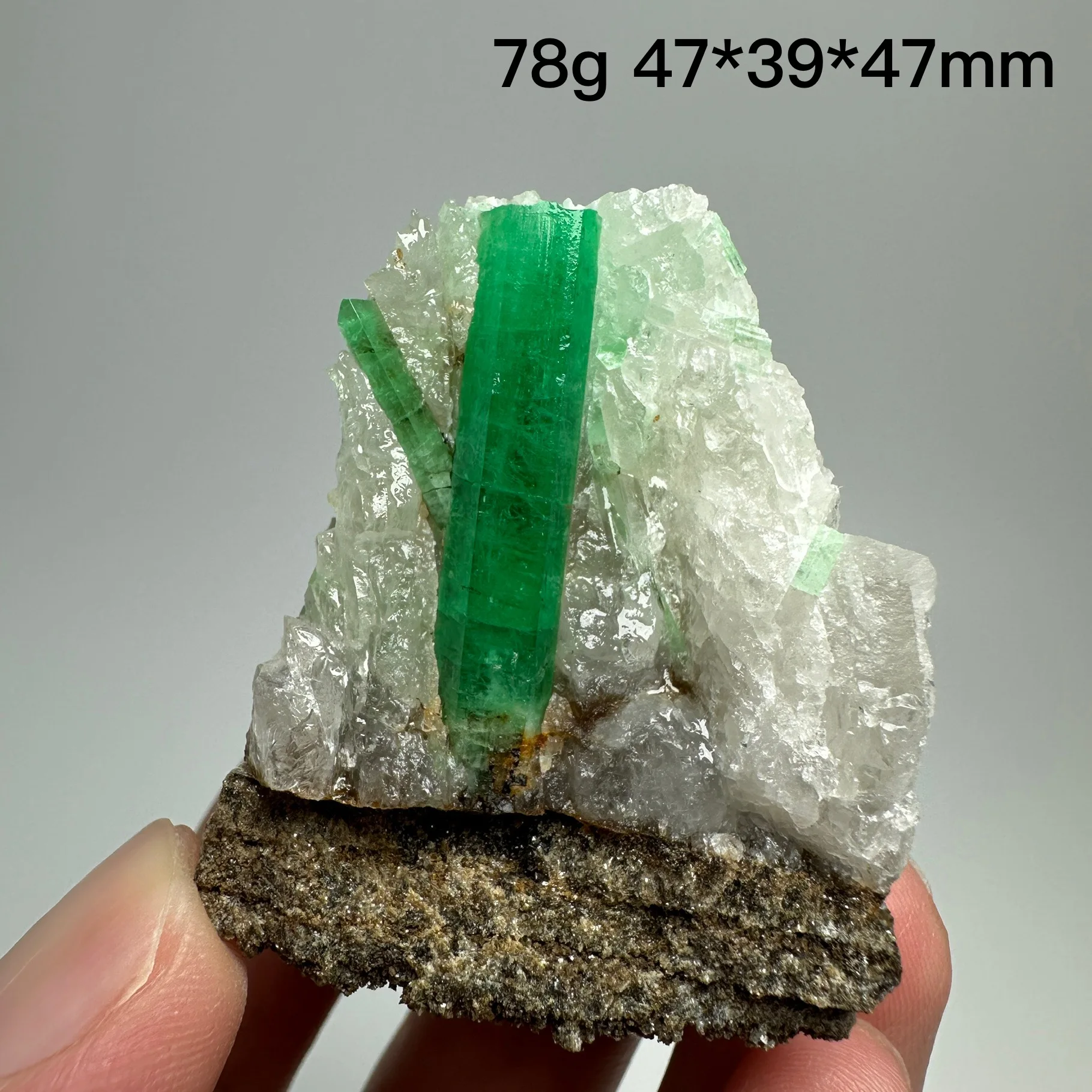 

Natural emerald mineral specimen + healing quartz crystals and stones rock gemstone