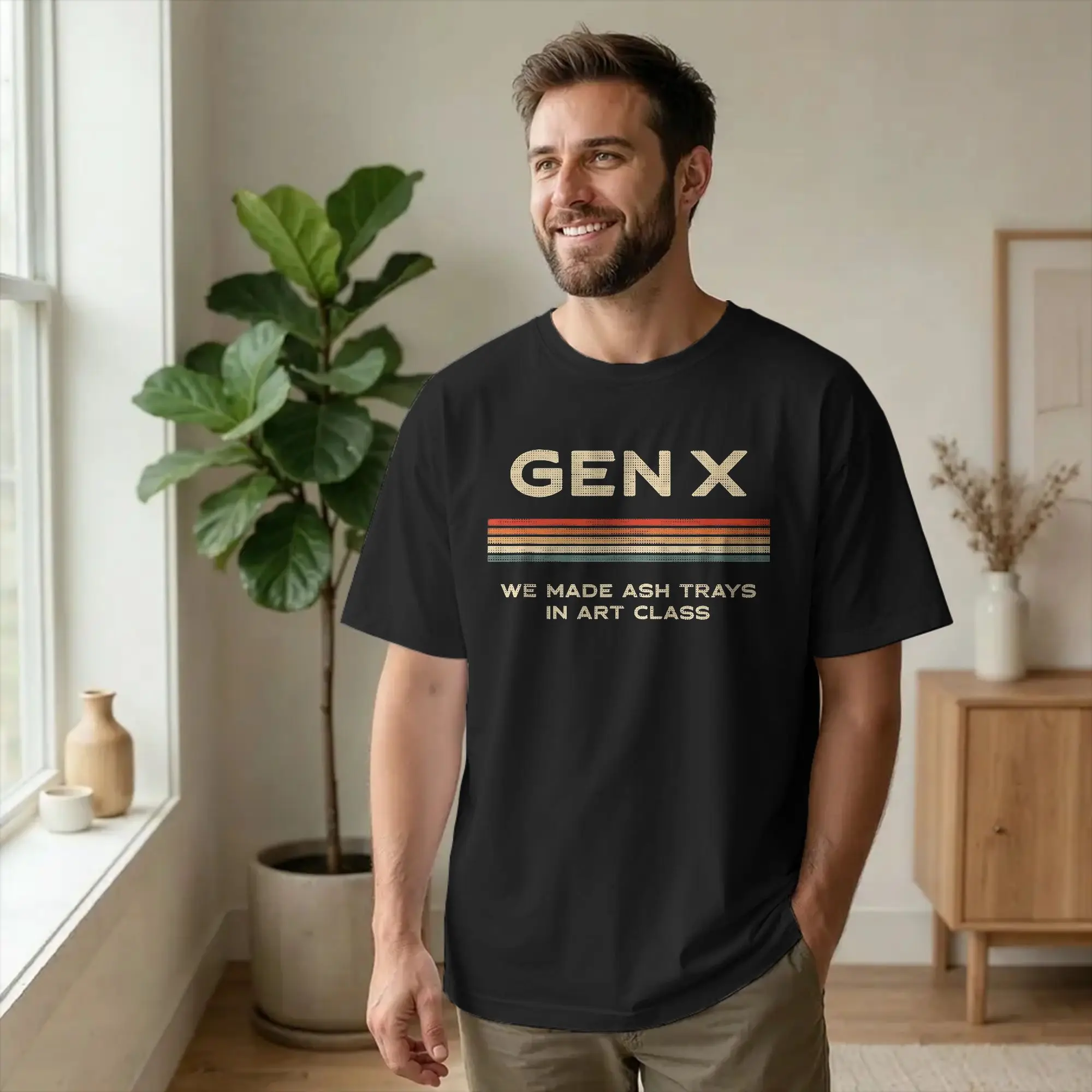 Novelty Gen-X Classroom Ash Tray Quote T-Shirts Men 100% Cotton T Shirt Nostalgic Joke Short Sleeve Tee Shirt Original Clothing