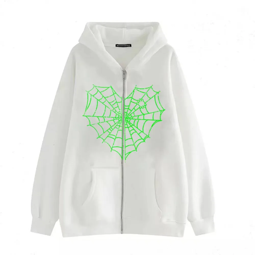 Love Print Street hip Hop Goth Harajuku Y2k black zipper hoodie Woman coat hoodie