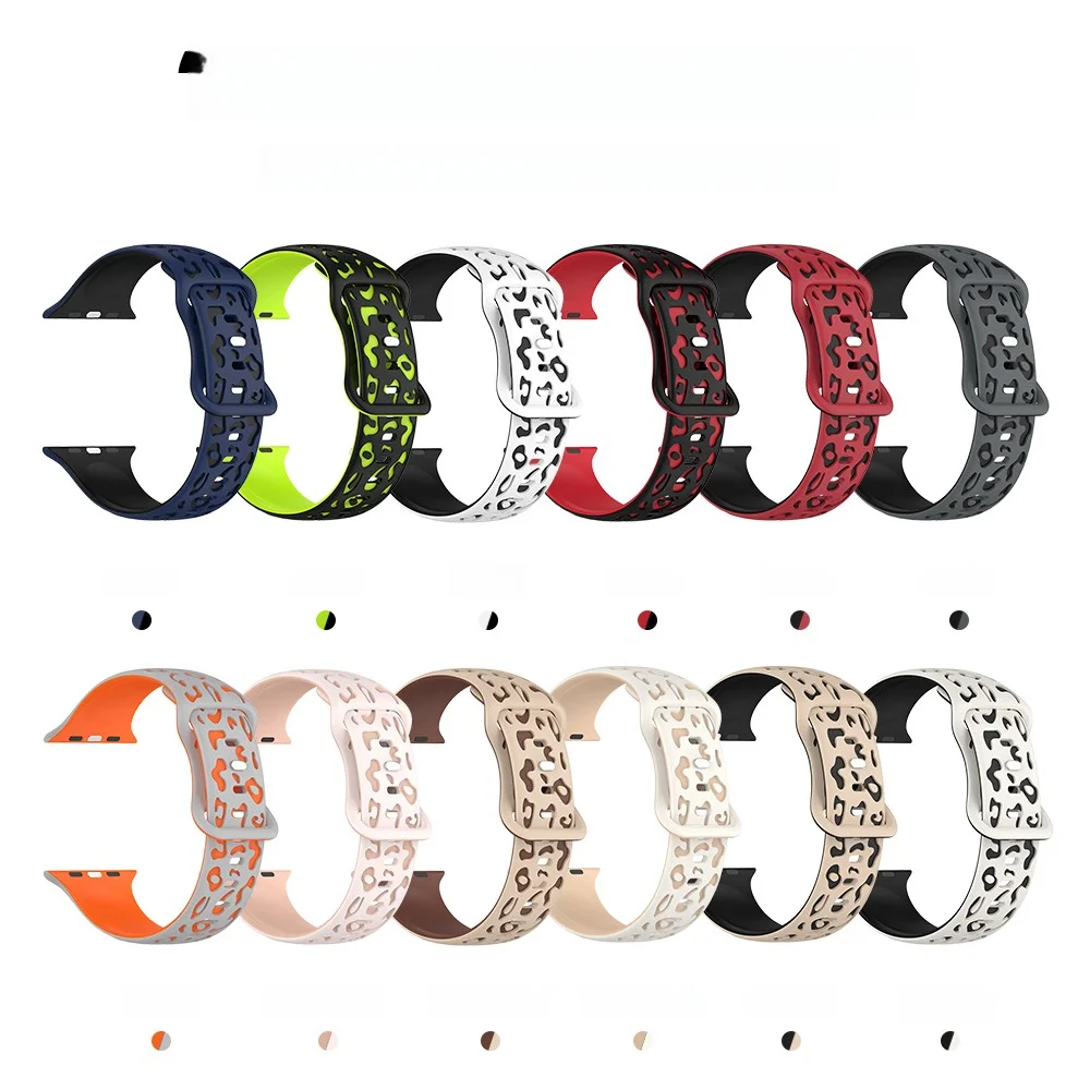 Cinturino con stampa leopardata per Apple Watch 44mm 45mm 40mm 41mm 42-38mm 45mm braccialetto sportivo serie iwatch 8 7 6 5 4 3 SE 9 Ultra 2 49mm