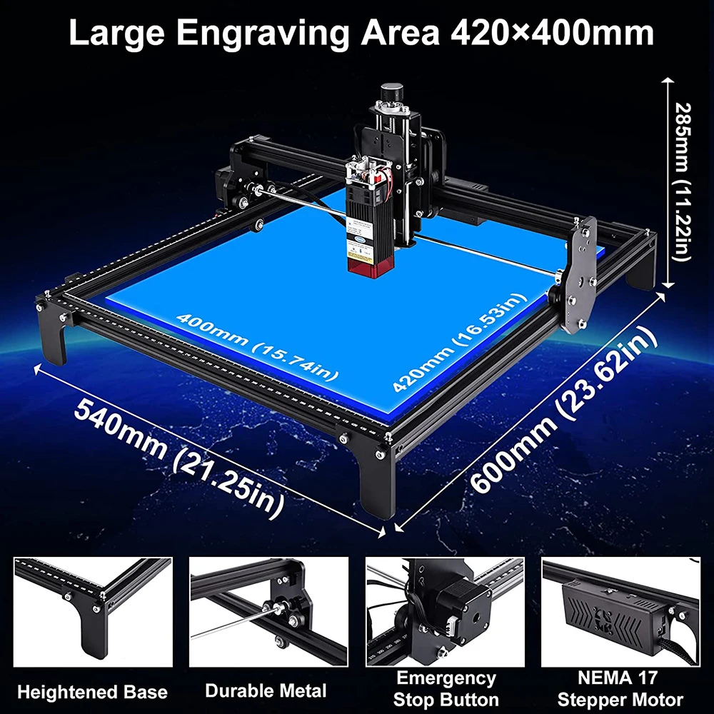 TopDirect CNC 40W Power Laser Engraving Cutting Machine DIY Printer Upgrade with APP Laser Engraver Machine for Metal Wood