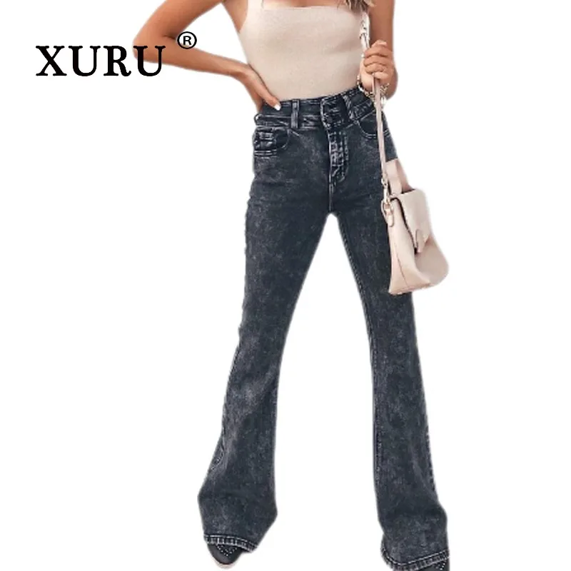 

XURU - New Women's Stretch High Waisted Stir Fried Snowflake Jeans, Y2k Clothes Slimming Retro Long Jeans, Men's Pants