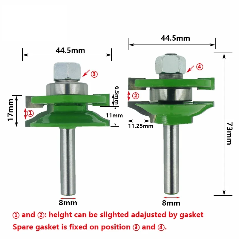 8mm Shank 3pcs Door Panel Cabinet Tenon Router Bit Cabinet Rail & Stile Set Panel Raiser Ogee Milling Cutter for Wood