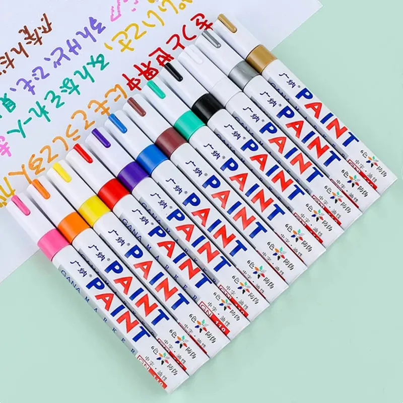 

12 Colors Set Waterproof Permanent Oily Paint Marker Pen Car Tires Tread CD Mark Tool School Artist Drawing Graffiti Stationery