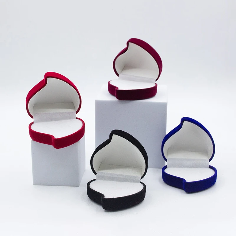 فاخر على شكل قلب خاتم الزواج صندوق مجوهرات عرض صندوق تخزين المشاركة زهرة الورد تصميم خاتم صندوق هدايا زوجين