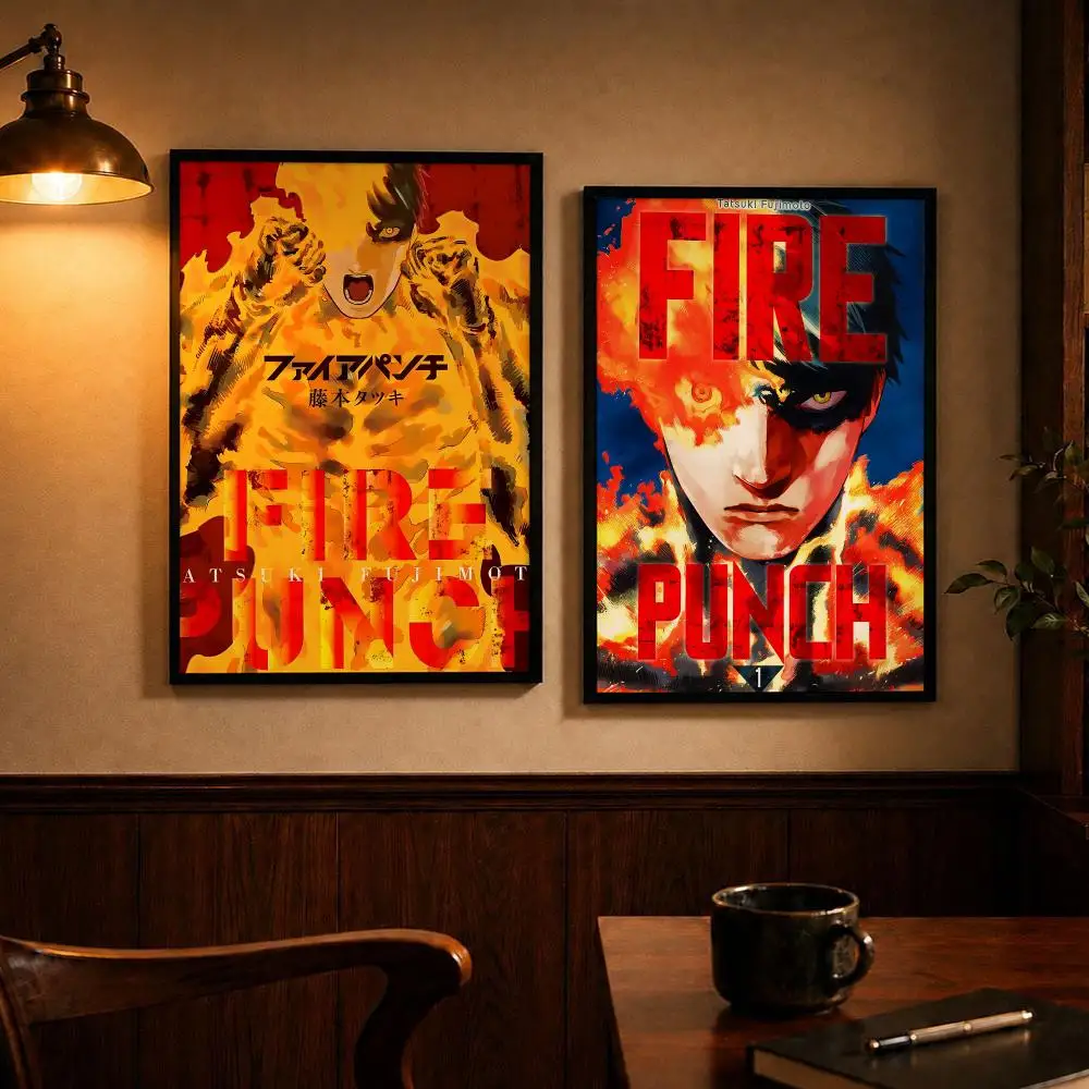 Digital Anime F-Fire PunchS   Poster Self-adhesive Art Poster Decoracion Painting Wall Art White Kraft Paper Home Decor