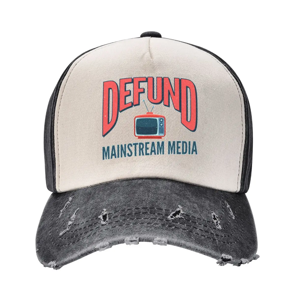 Defund Mainstream Media - Fake News - Propaganda Baseball Cap Bobble Hat Fishing cap Vintage dad hat Male Women's