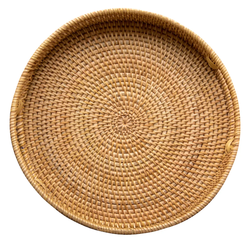 

Vanity Decor Breakfast Tray Rattan Storage Basket Hamper Hand-woven Fruit Plate Organizer