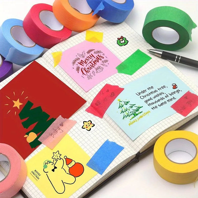 6/8 pcs Colored Writable Masking Tape, Rainbow Colors Painters Tape, Paper Tape, DIY Craft Art Painting Tool Accessories