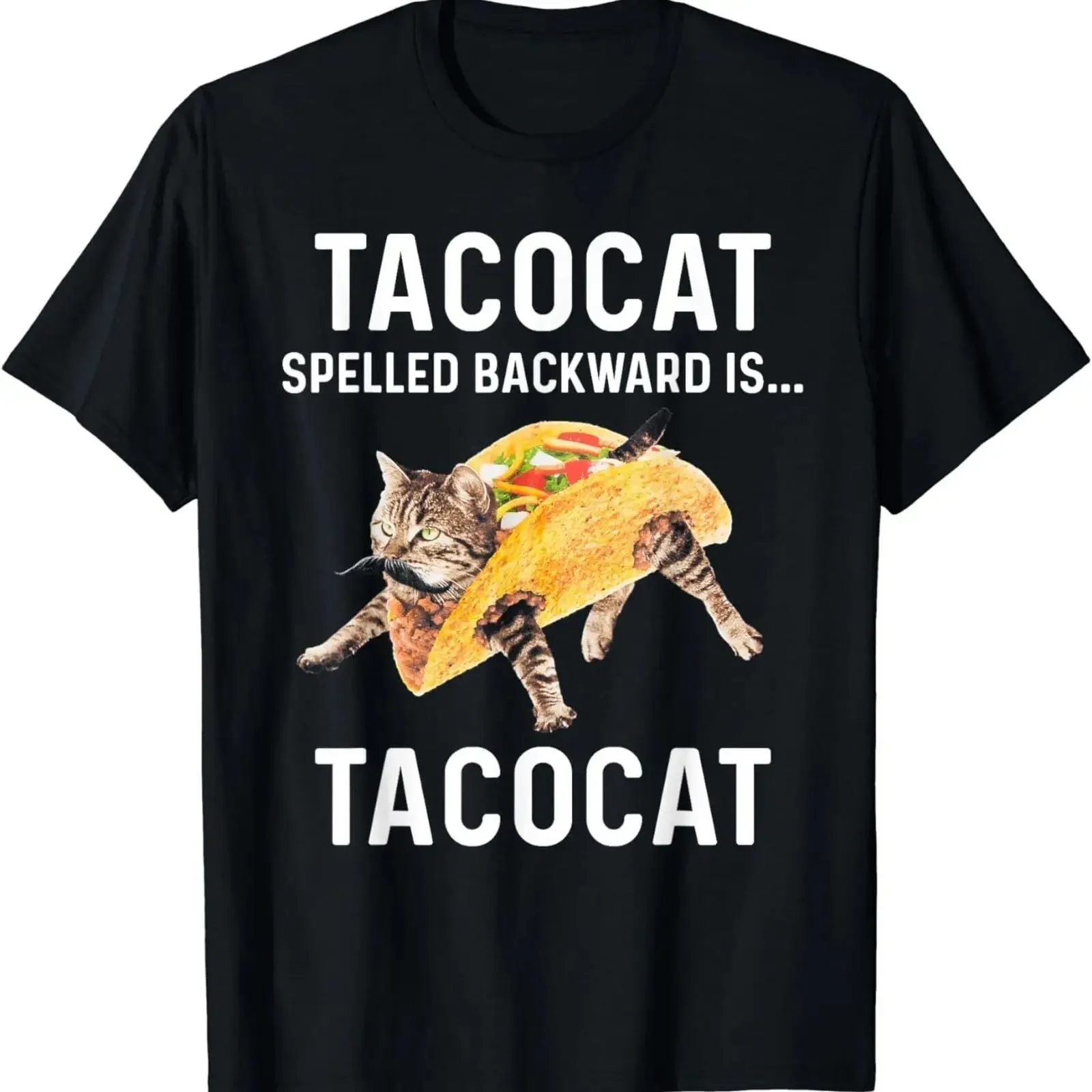 Tacocat Spelled Backward Is Love Cat And Taco S 5XL vintage Washed Top For Everyday Wear Casual Breathable streetwear homme
