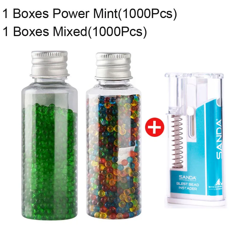 SANDA Cigarette bursting beads 2000PCS Mint Mixed Fruit flavor with Portable Pusher Box Black Ice Menthol taste Explosion Beads