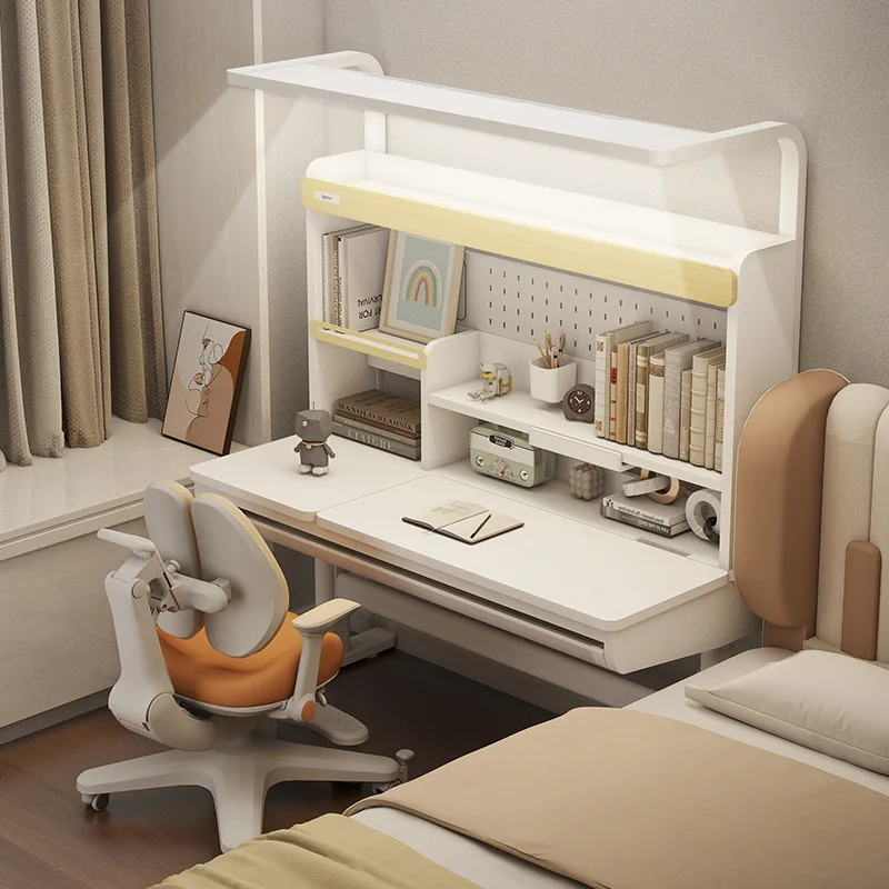 طاولة دراسة للأطفال، مكتب كتابة من الخشب الصلب لطلاب المدارس الابتدائية والثانوية، قابل للرفع ومجموعة كراسي #1