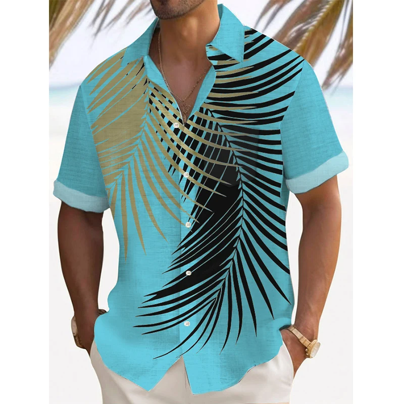 Summer Bohemian Style Men Shirts Oversize Beach Casual Shirt For Men 3D Print Frond Designed Style Men Clothing Summer Wear