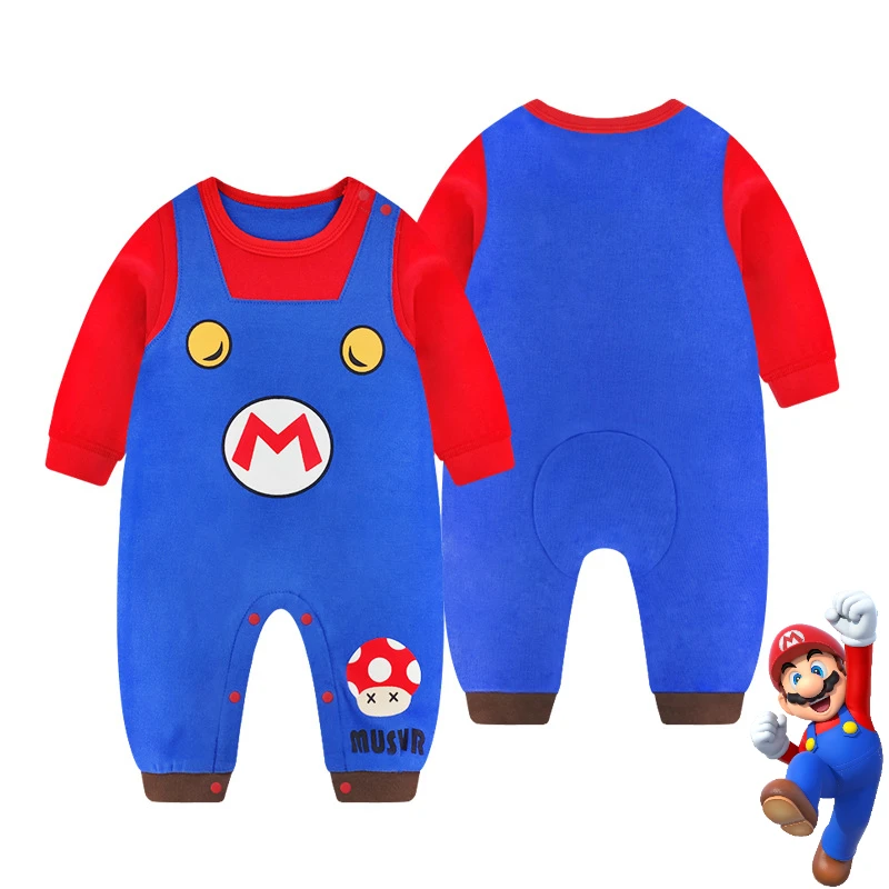 Super Marios Baby Cosplay Costumes Cute Anime Autumn Winter Kids Jumpsuits Newborn Baby Romper Toddler Costume Cartoon Onesie