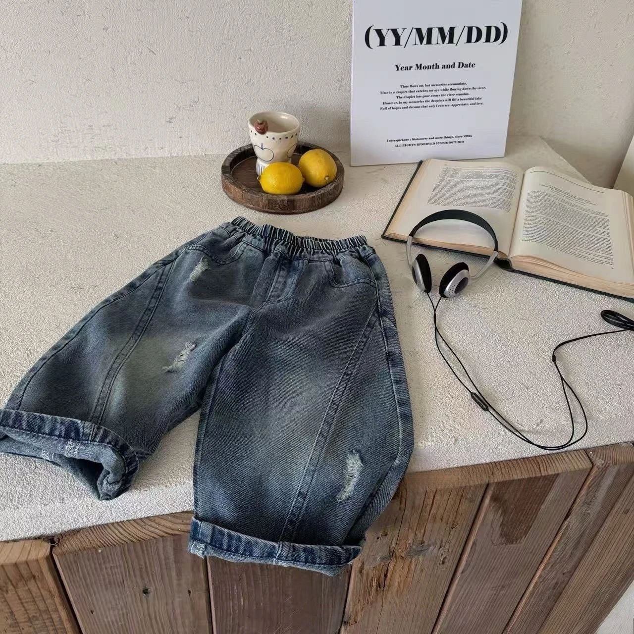 Boys' spring jeans, ripped pants 80-120 Spring 2026