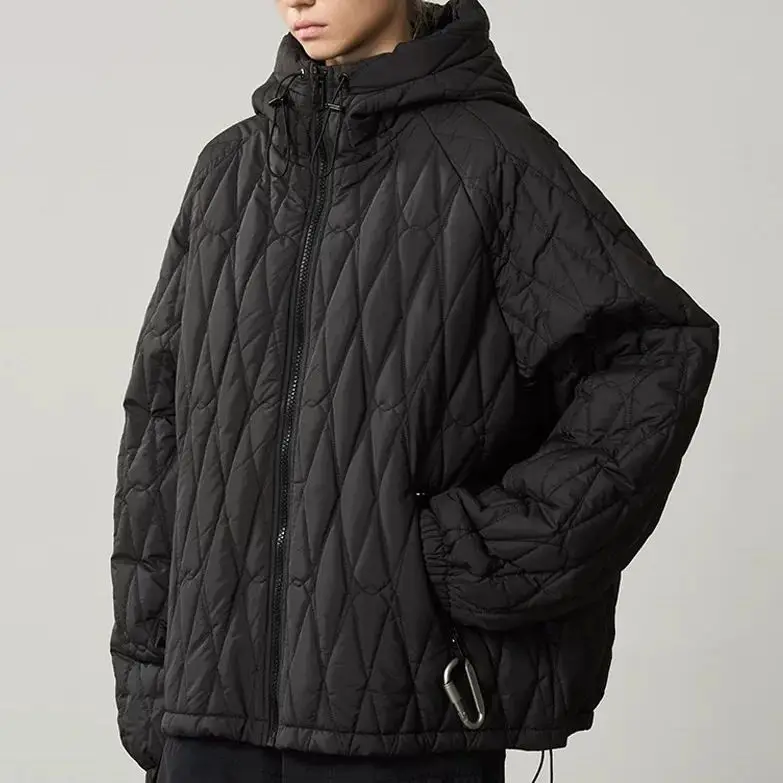 

High-end Style Special Texture Quilted Design Hiking Hooded Cotton Coat