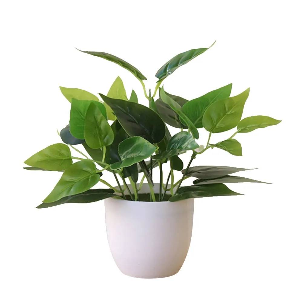 Simulation Plants Plastic Fake Flowers And Plants Green Leaves Potted Green Plants Decoration Desktop Potted Floral Arrangements