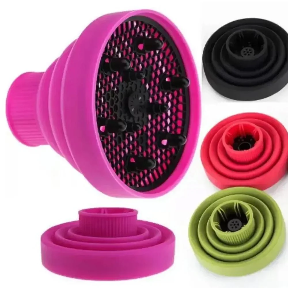 Salon Tool Black Pink Universal Silicone Hairdryer Diffuser Cover Adjustable Temperature Resistant Dispersing Drying Hair Dryer