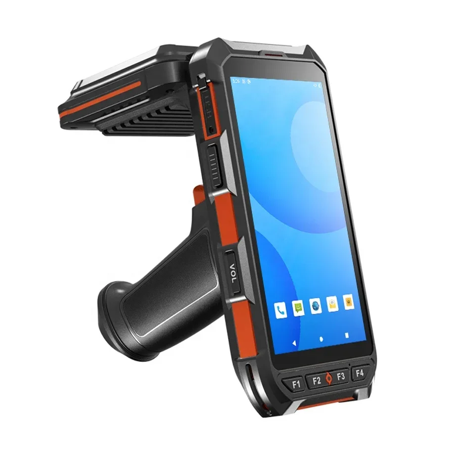 RFID UHF الصناعية المحمولة المساعد الشخصي الرقمي مع المسح الضوئي الزناد وعرة أندرويد ماسح الباركود إدارة المستودعات 2D واي فاي الأسهم