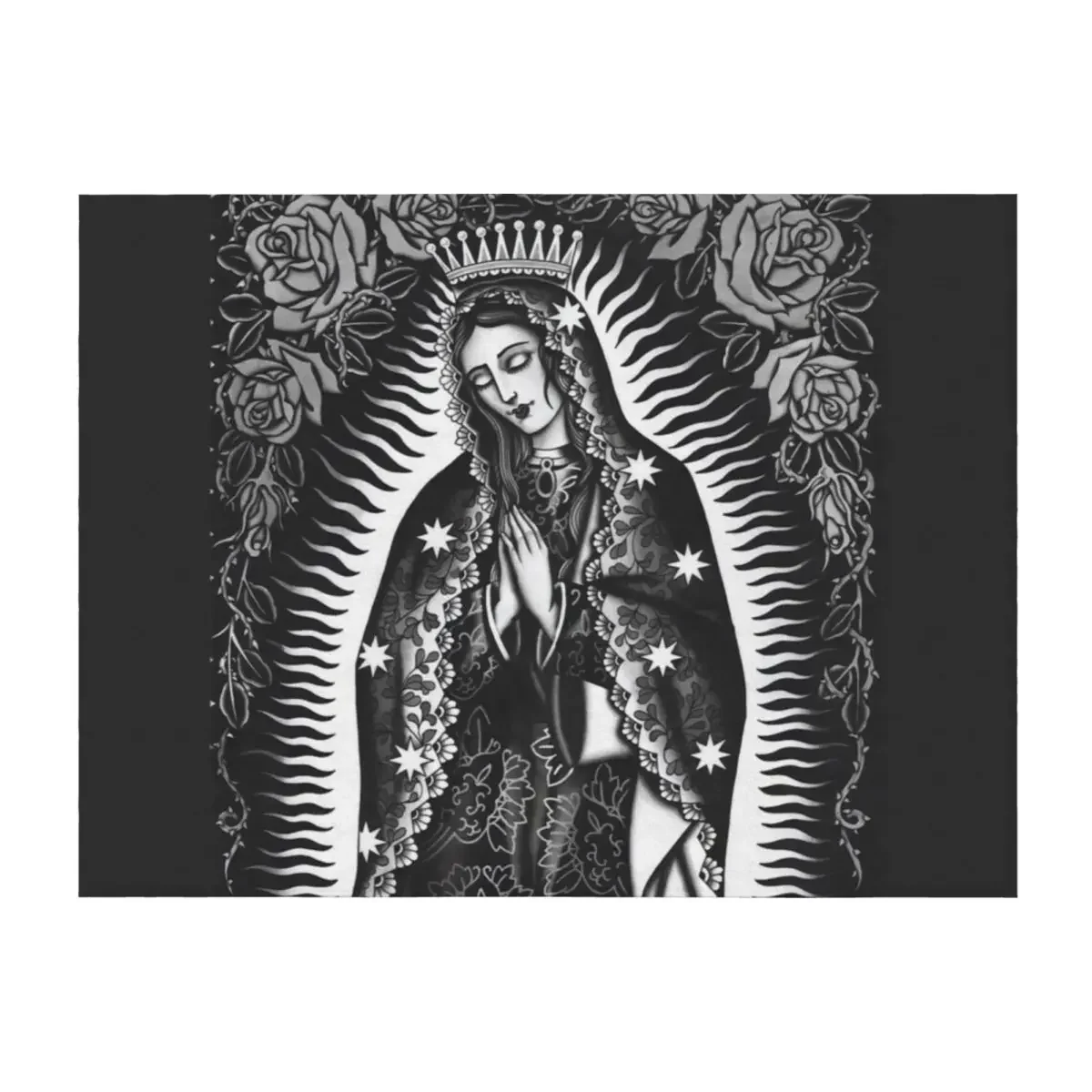 

Virgen Mary Rose Wall in Black & White Throw Blanket funny gift Luxury Brand Fashion Sofas anime Blankets