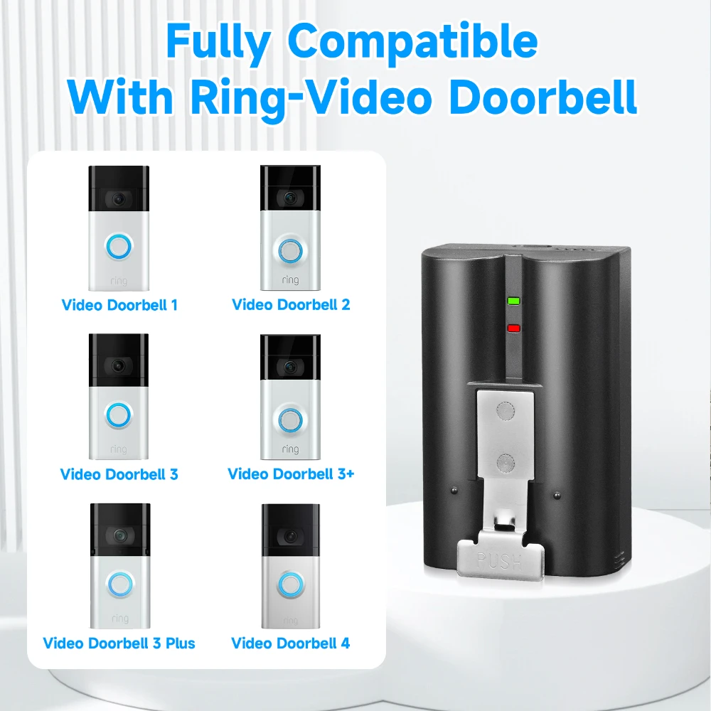 7000mAh Rechargeable Battery for Ring Video Doorbell 1 2 3 + 4 for Ring-Video V4 1/2/3/3 Plus/4 Stick Up Cam Battery (2nd & 3rd)