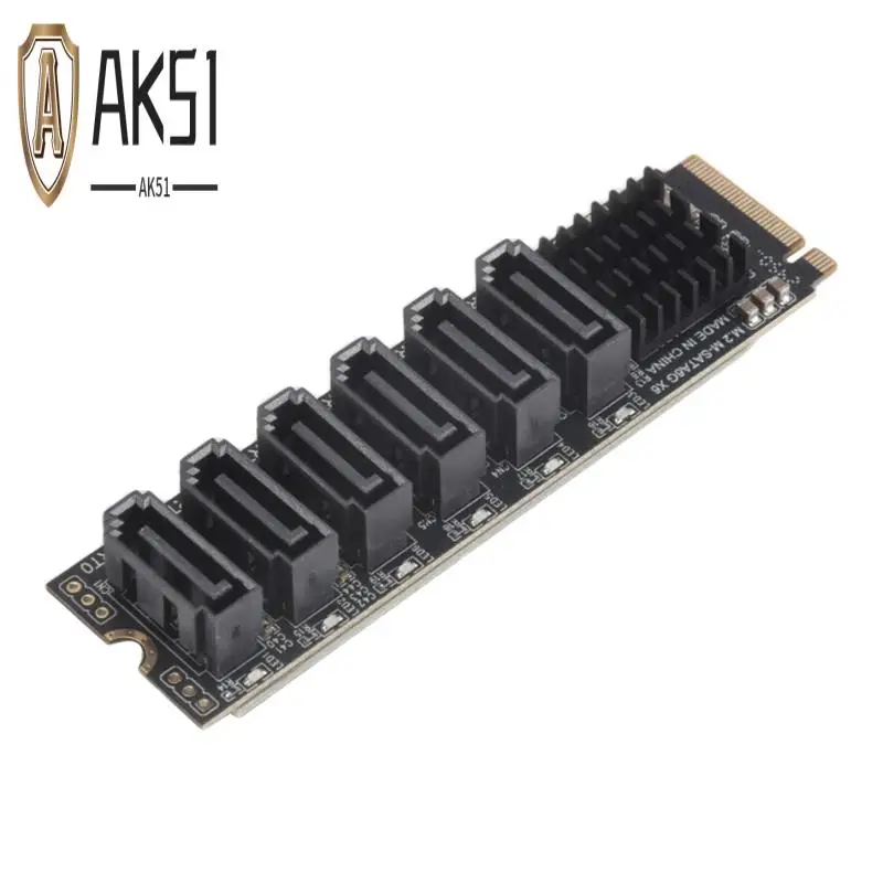 

AK51-M.2 NVME PCI-E PCIE X4 X8 X16 To 6 Port 3.0 SATA Adapter Card Riser ASM1166 Chassis Server PC Computer Expansion Card