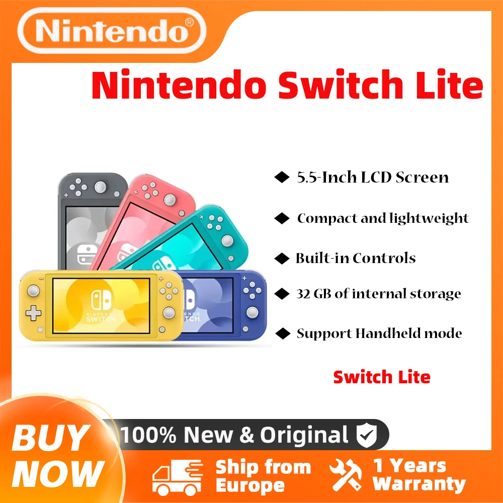 Nintendo Switch Lite Nintendo Switch Console de jeu portable 32G stockage interne 5.5 pouces écran tactile LCD Bluetooth 4.1 corail