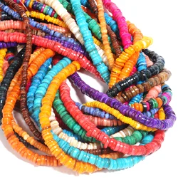 Natural Freshwater Flat Round Chips Shell Beads Mother Of Pearl Rondelle Loose Beads For Jewelry Making Bracelet Necklace 15''