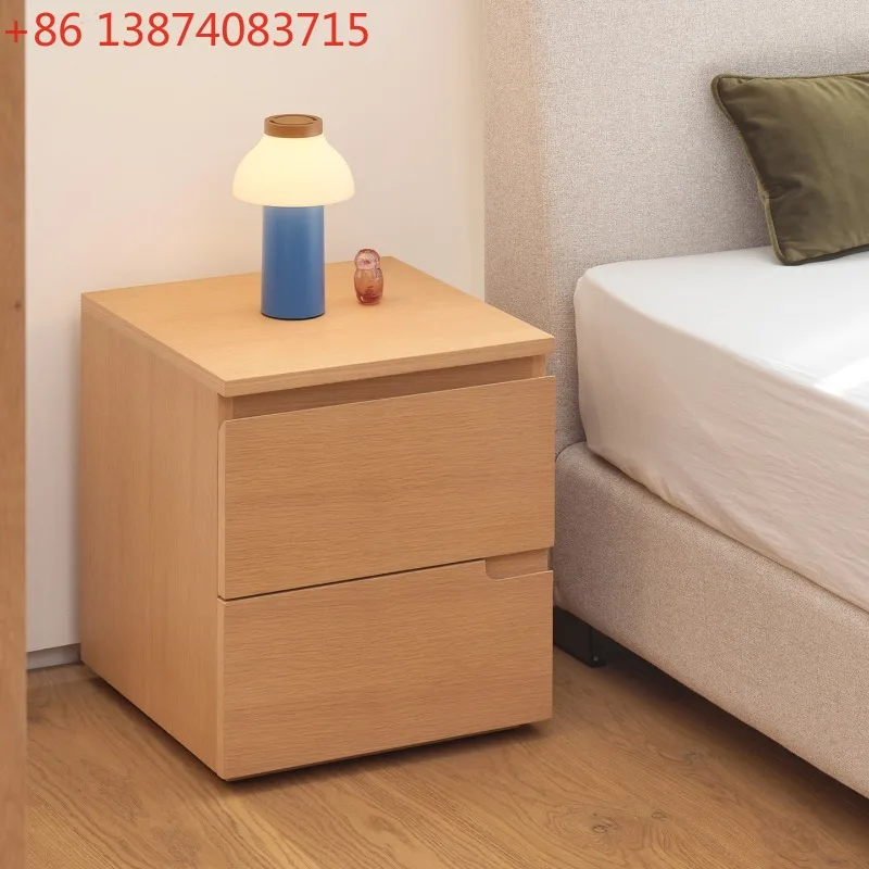 bedside table, log color double pumping Nordic simple bedside storage cabinet