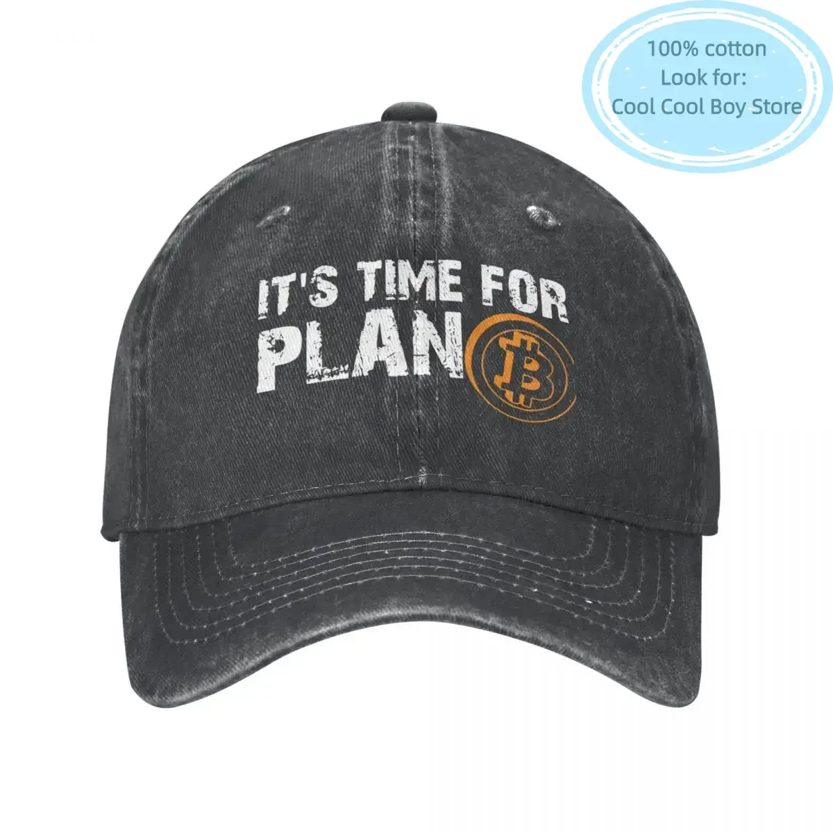 It's Time For Plan B Bitcoin BTC Crypto Currency Baseball Caps Men Distressed Denim Washed Headwear Blockchain Geek Caps Hat