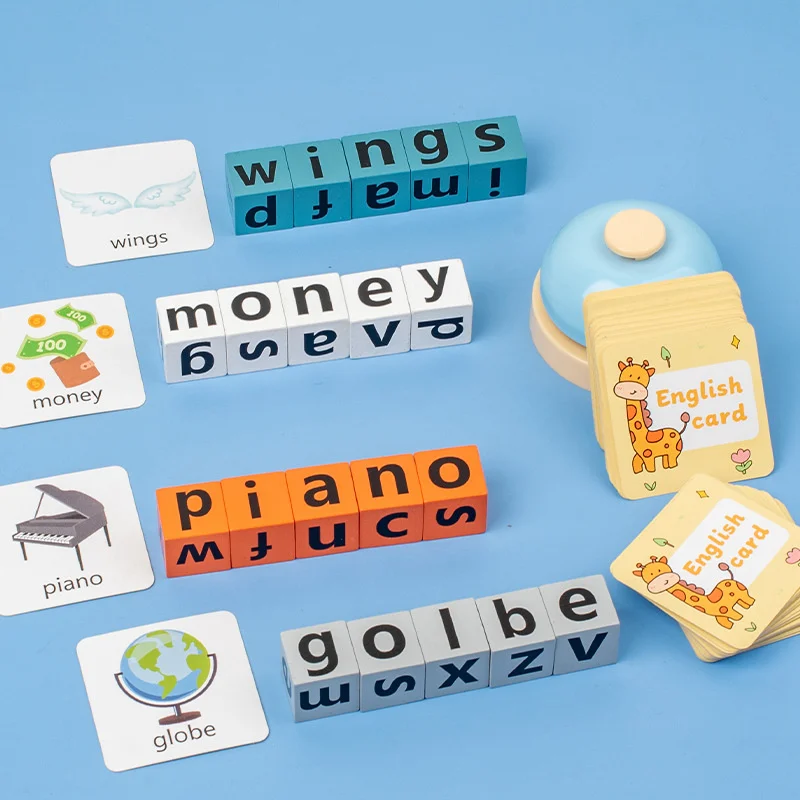 Montessori Wooden Spell Word Toy Letter Cognitive Challenge Memory English Word Game Early Learning Educational Toy For Children