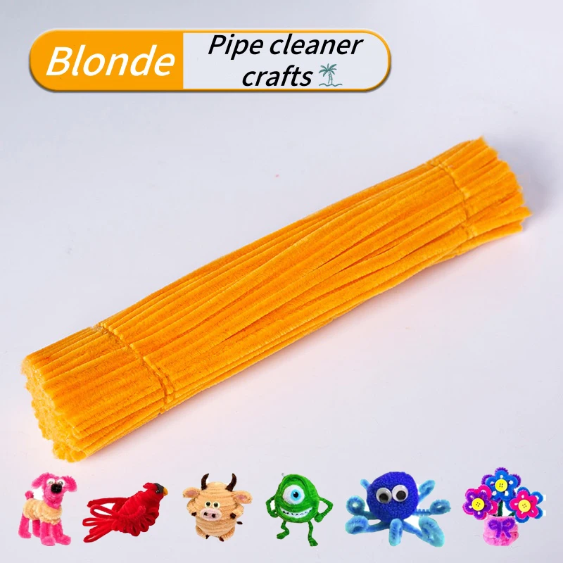 100-delige pijpreinigers chenille-steel, effen kleur pijpreinigers set voor pijpreinigers doe-het-zelf kunst ambachten decoraties