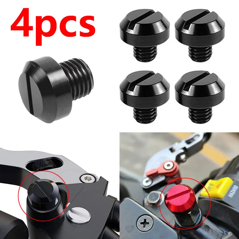 4Pcs M10 x 1.25 CNC Motorcycle Mirror Hole Blanking Plugs Screws Bolts Left Right Hand Thread Mirror Hole Caps Universal Fit