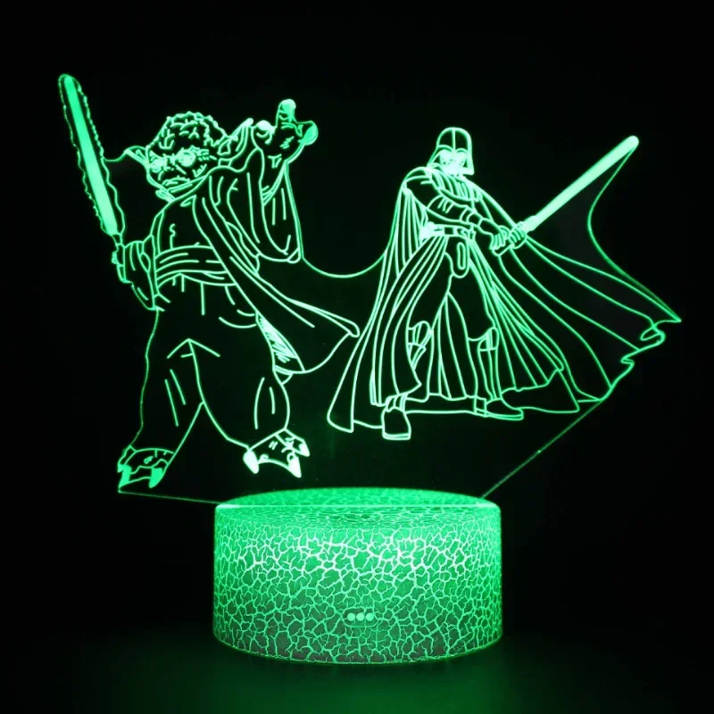 Disney Anime Figure Yoda Baby 3D Night Light 7/16 Color Table Lamp Interior Decoration Decoration Children\'s Toys Kids Gifts