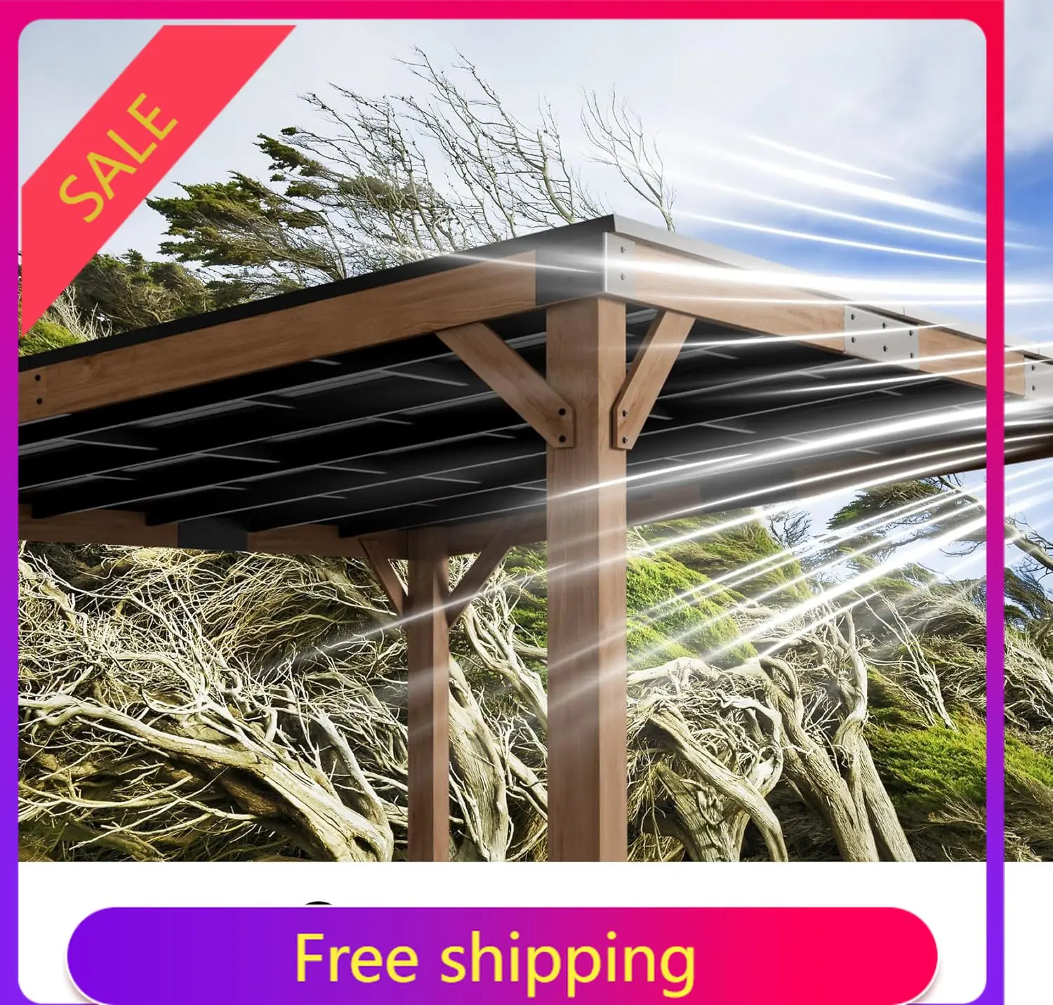 Modern Shade Supreme Cedar Wood Gazebo 12' x 16' with Hardtop Slope Roof, Wooden Grill Gazebo with Durable and Rot-Resistant, Su