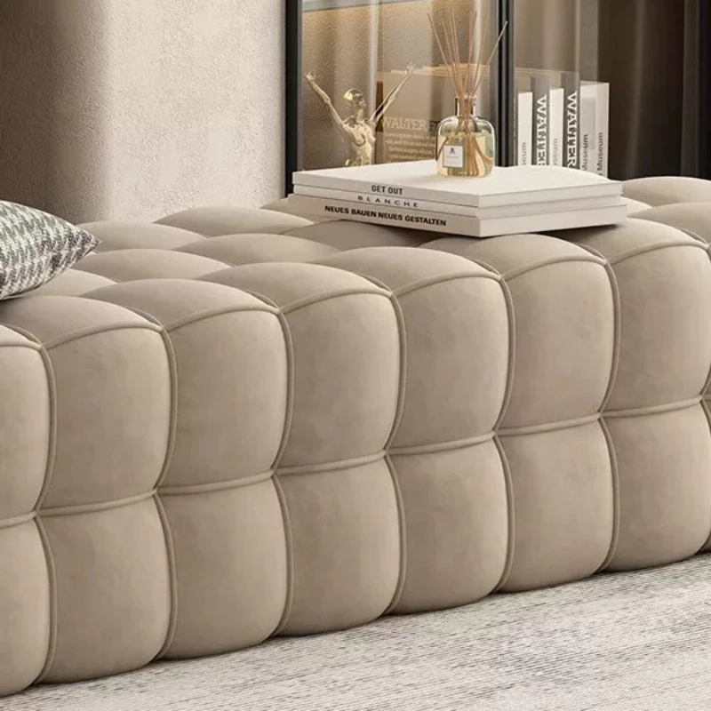 Velvet Bench Modern Square End Of Bed Stool Minimalist Shoe Changing Seat Long Bench Bedroom Entrance Hallway Decor Furniture