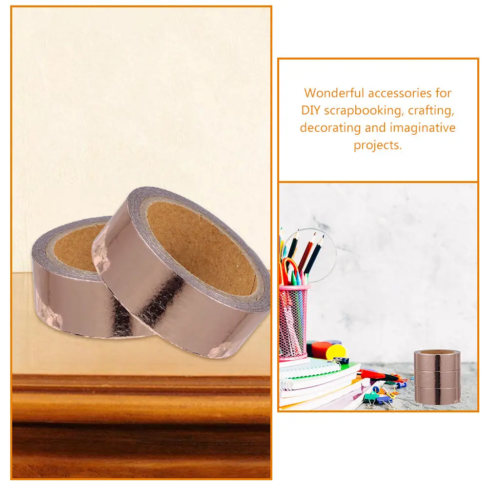 2 Rolls Multi-Functional Metallic Washi Tape Set Decorative Foil Paper Craft Tape for Scrapbooking Journaling DIY Notebook Gift