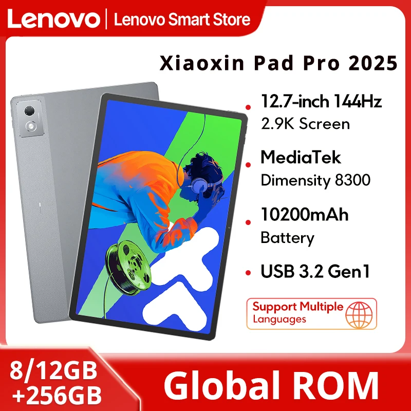 Global ROM Lenovo Xiaoxin Pad Pro 2025 12.7 inch Tablet Original  Dimensity 8300 144Hz 2.9K Display Android 14 10200mAh Pad PC